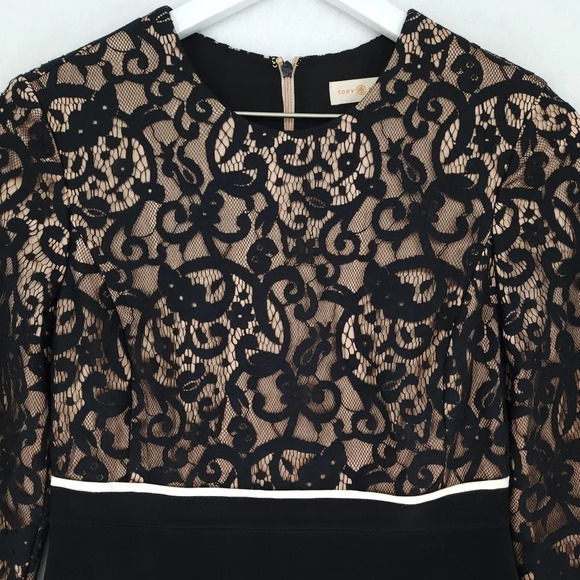 Tory Burch Lace Color Block Knee Length Dress - Picture 4 of 13